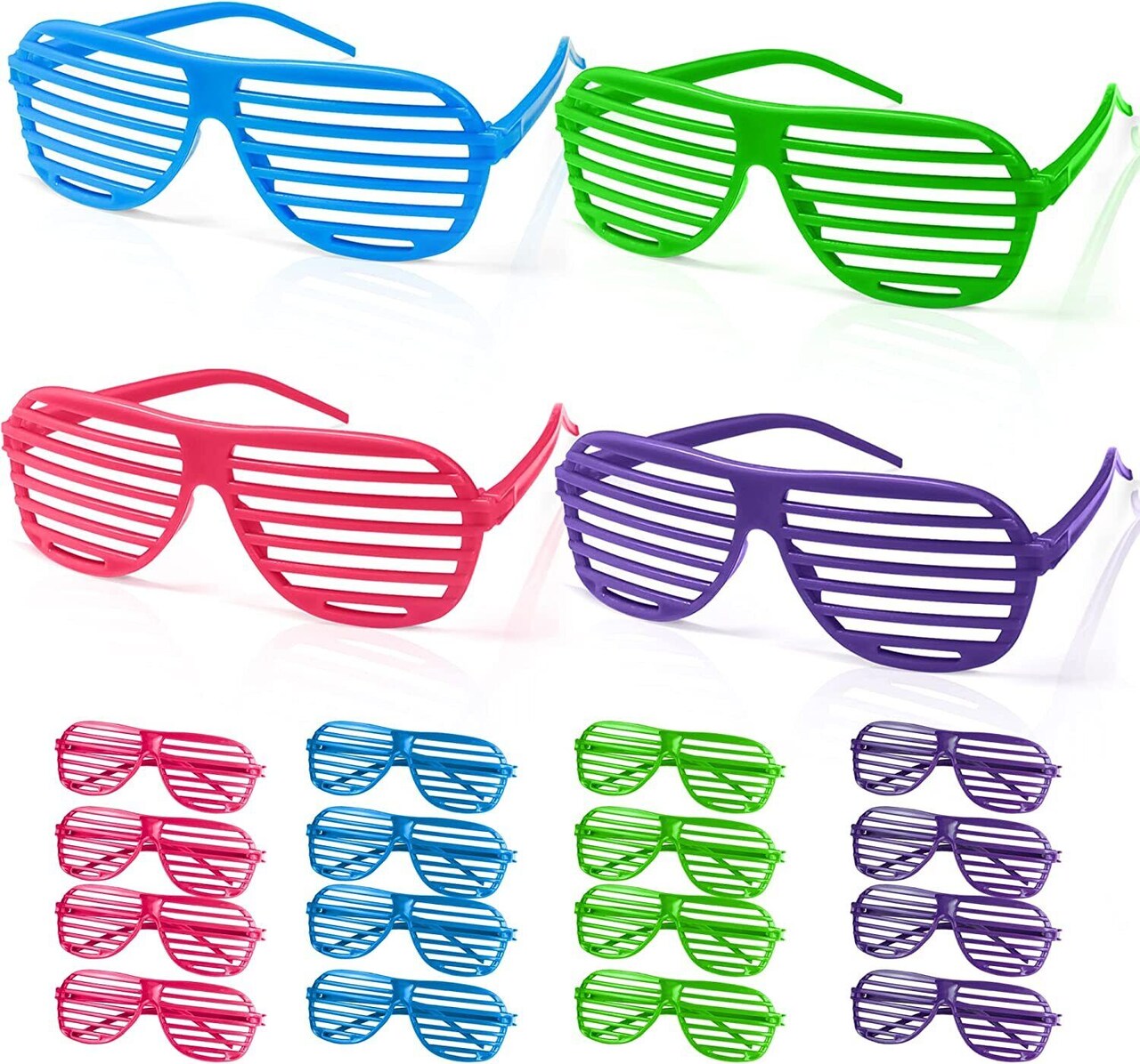 Novelty Place Neon Color Shutter Glasses 80's Party Slotted Sunglasses